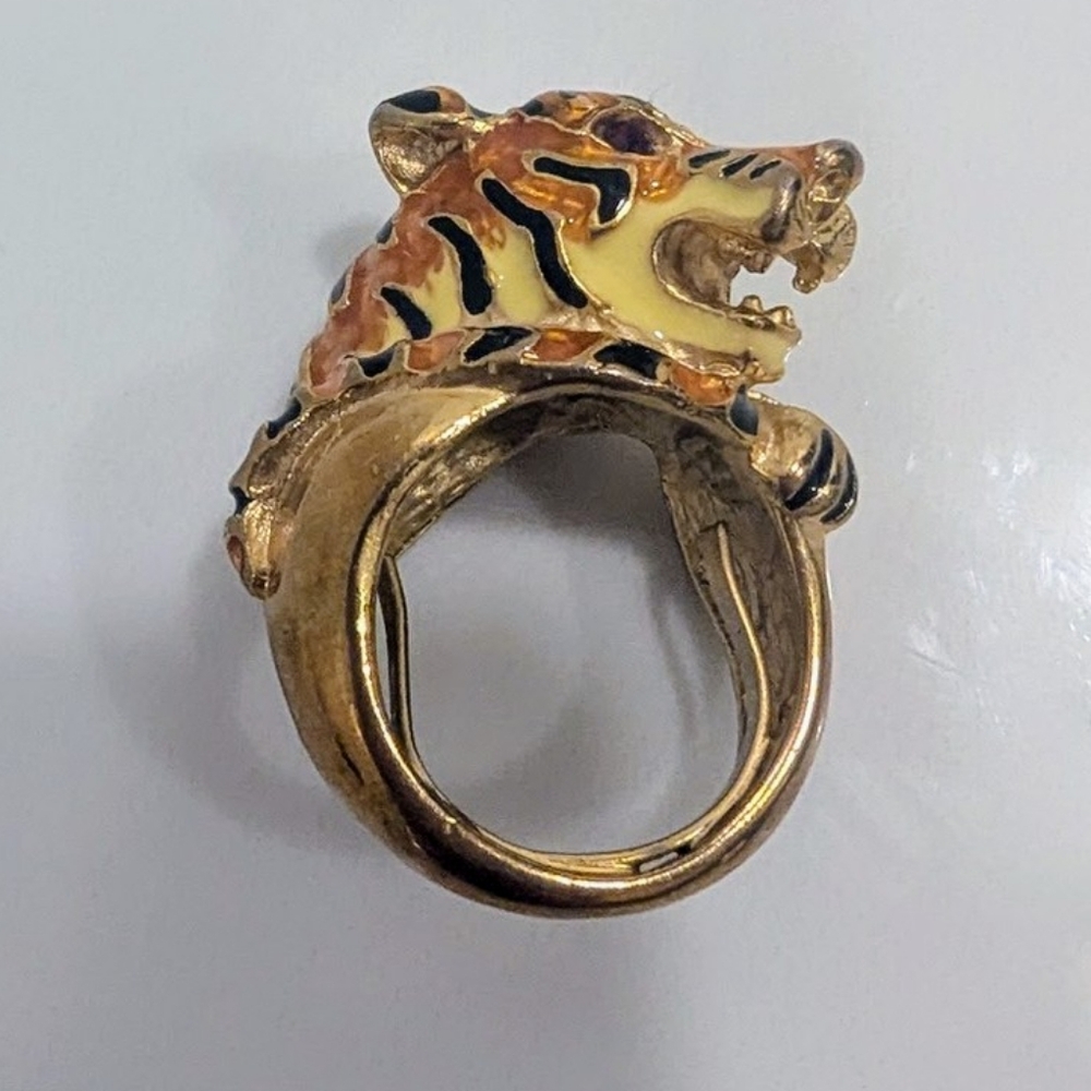 Kenneth Jay Lane Gold and Black Tiger Ring